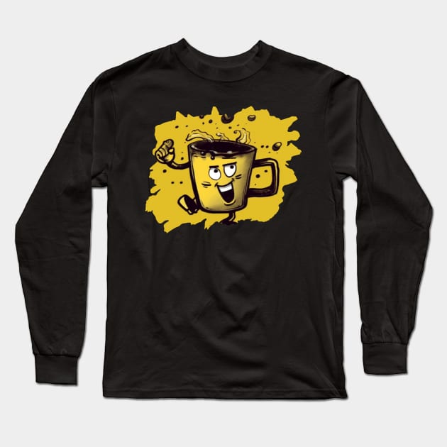 Coffee & Finger Guns Long Sleeve T-Shirt by Pixy Official